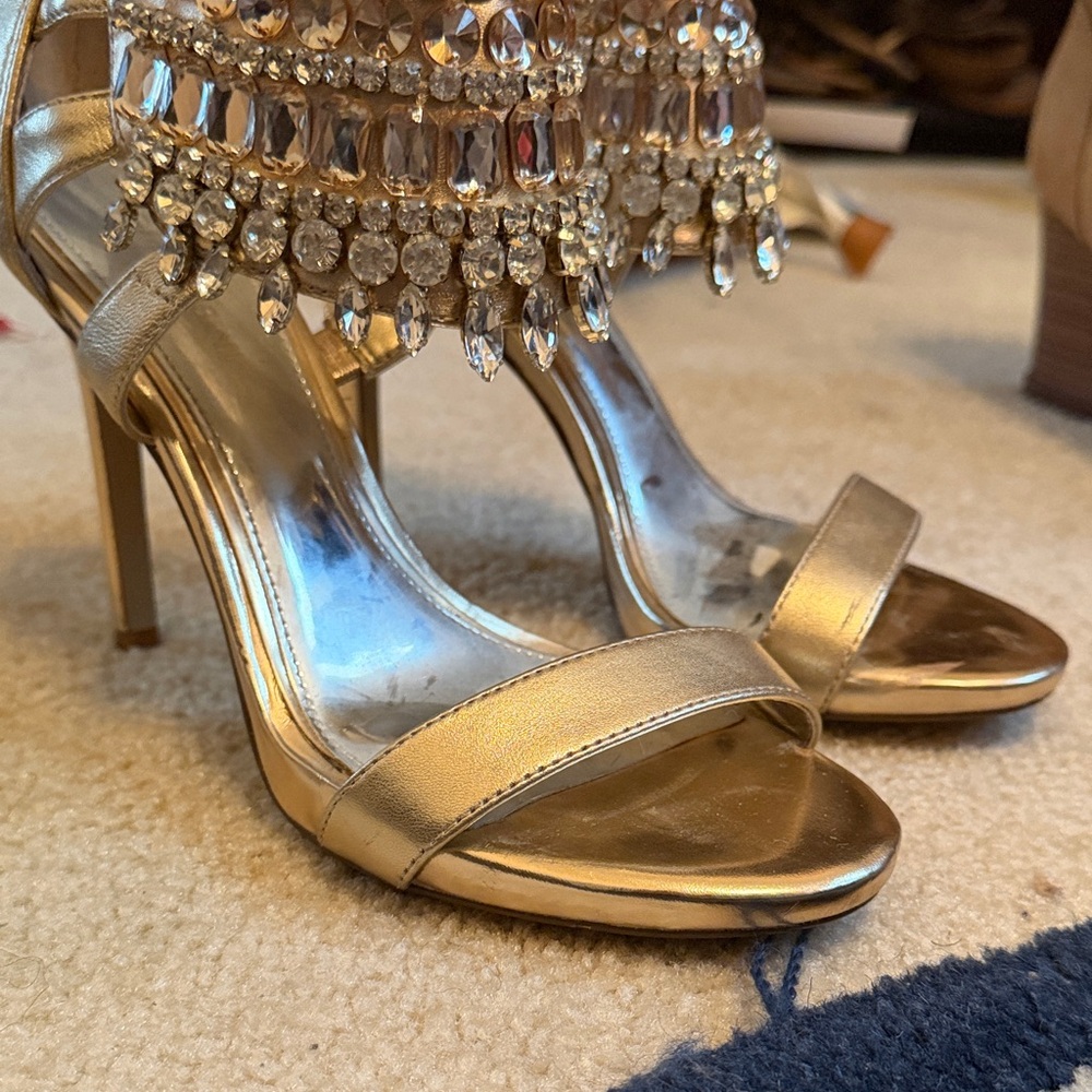 Gianni Bini Gold Crystal Embellished Heels - Picture 3 of 8